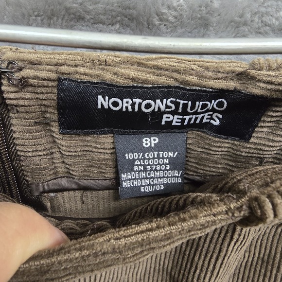 VTG Corduroy Skirt Women's Sz 8 Petites Brown Embroider Fall Autumn Thanksgiving - Picture 2 of 9